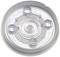 Translucent plastic lid with five holes symmetrically positioned in the centre.