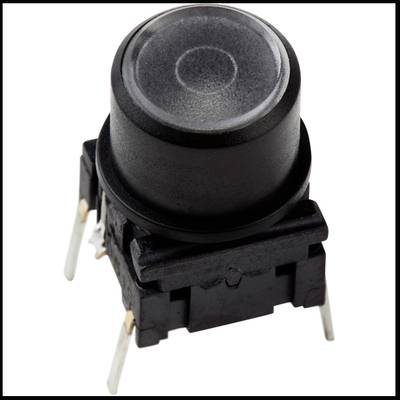'Black switch with side pins for electronic circuits.'