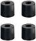 Four black conical furniture legs with a cylindrical design, evenly arranged. They are used to elevate furniture.