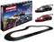 The image shows a Carrera hybrid racing track packaging with a race circuit and two toy racing cars.