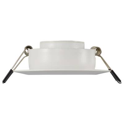 White LED recessed spotlights with mounting springs for ceiling installation.