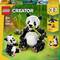 'LEGO Creator 3-in-1 Panda' Building Set. Contains two pandas made from LEGO bricks with bamboo in a jungle setting. Recommended for ages 8+.
