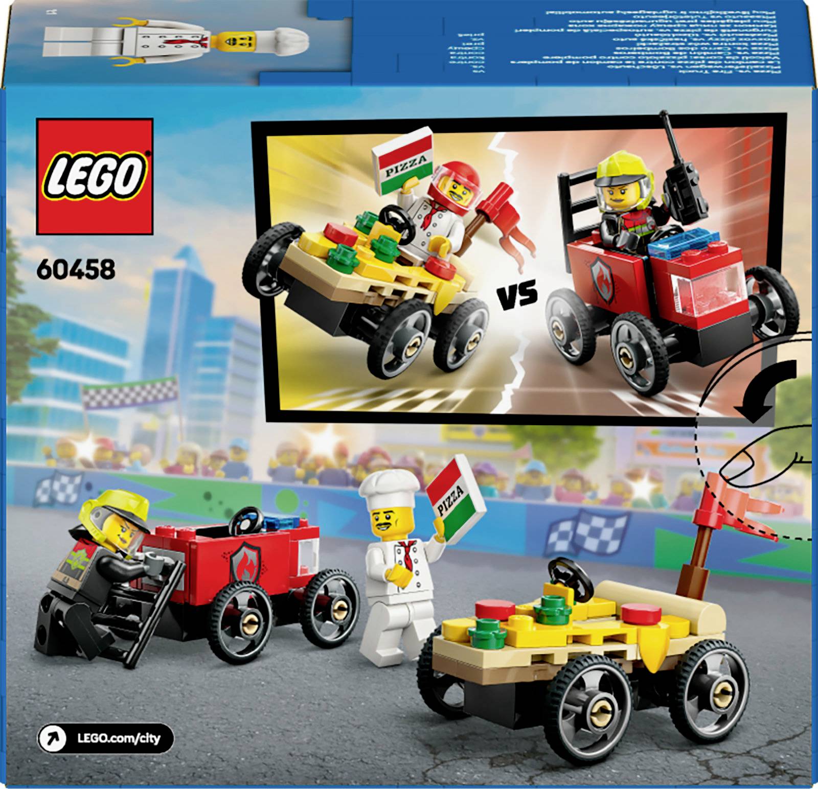Buy 60458 LEGO® CITY Pizza delivery trolley vs. fire pit | Conrad