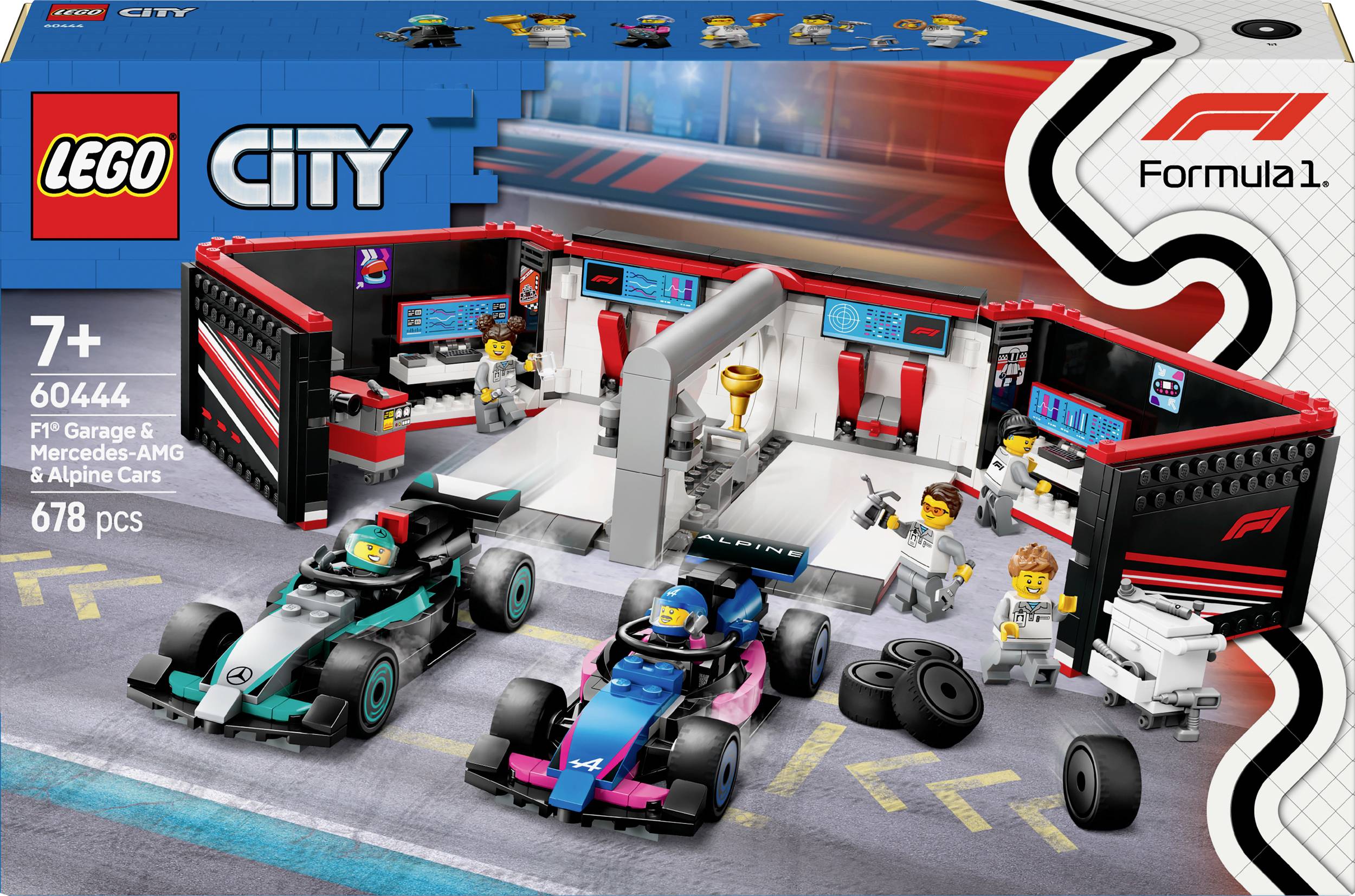 60444 LEGO® CITY F1® garage with Mercedes-AMG & Alpine racing cars