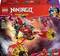 In the picture is a LEGO NINJAGO Set 'Kai's Mech Storm Rider' with 333 pieces, suitable for ages 7 and up. A large red mech with golden details is depicted.