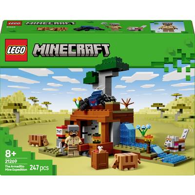 LEGO Minecraft Set 'The Armadillo Mine Expedition', includes a mine, minifigures, a tree and animals. 247 pieces, suitable for ages 8 and up.