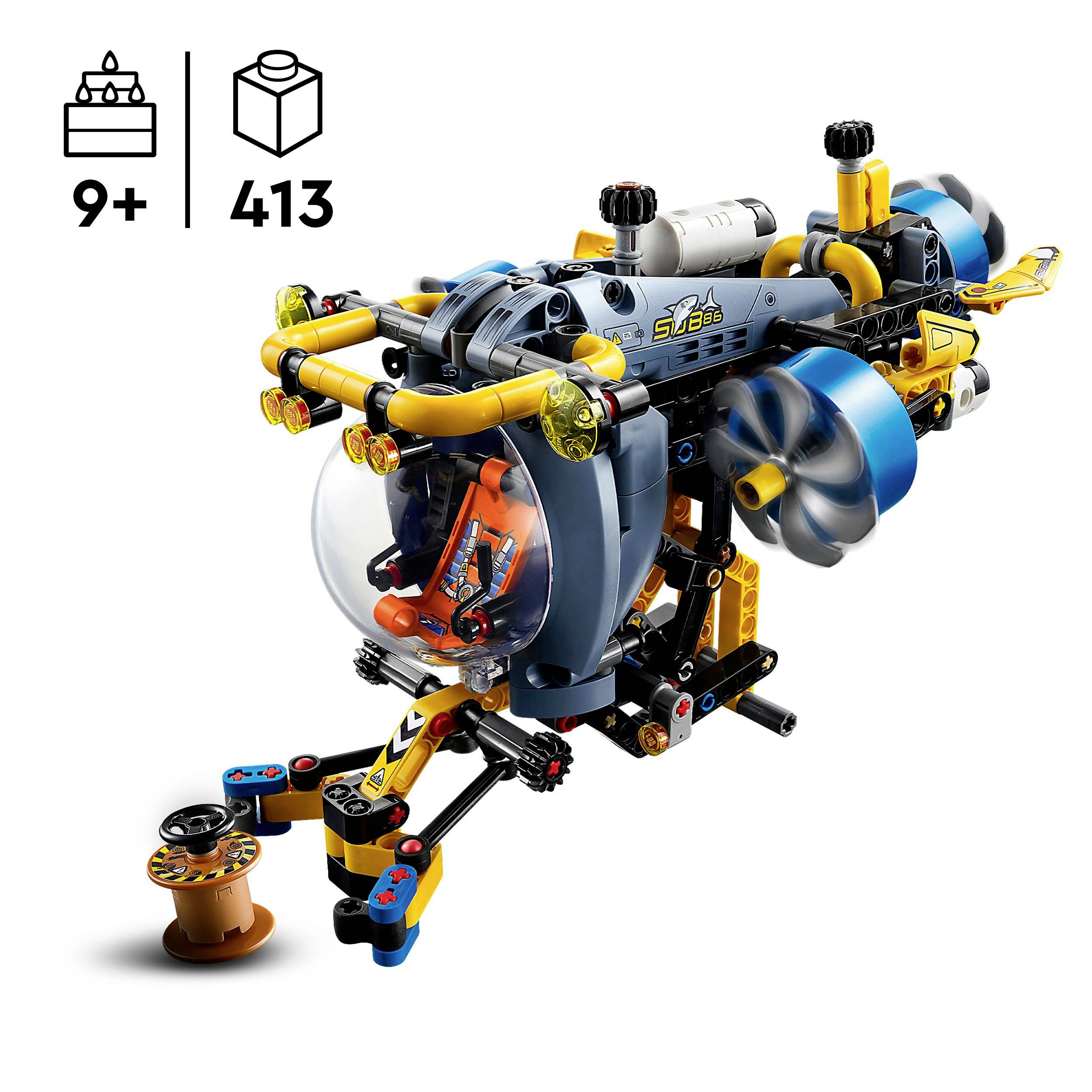 Toy Deep-Sea Submersible Construction Set with Rotors and Capsule, Suitable for Children Aged 9 and Above, 413-Piece Set.