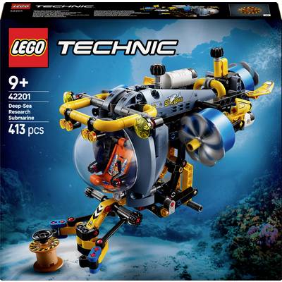 LEGO Technic Deep Sea Submarine Model 42201. Suitable from 9 years old, contains 413 pieces. Underwater research adventure for children.