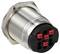 'Close-up of a cylindrical connector with a knurled housing and red-black contacts, suitable for industrial applications.'
