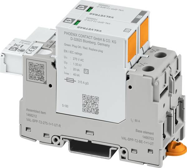 Phoenix Contact 1466212 VAL-SPP-T2-275-1+1-UT-R Surge arrester Surge protection for: Switchboards 40 kA 1 pc(s)