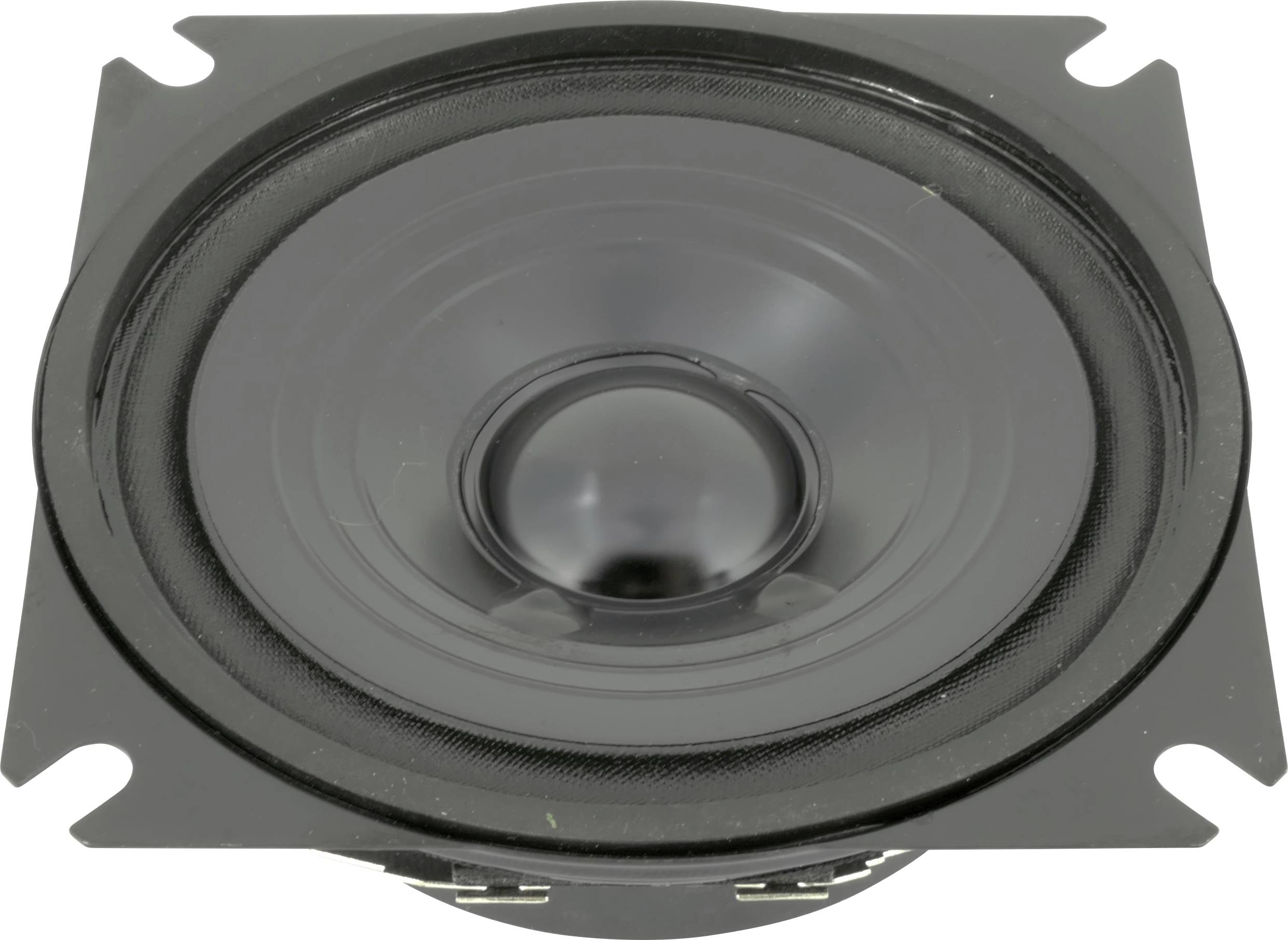 Black speaker in close-up, showing the membrane structure.