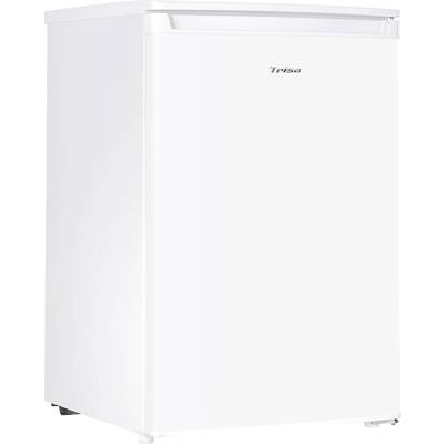 White fridge with the 'Trisa' brand on the front. The fridge has a minimalist design without visible handles.