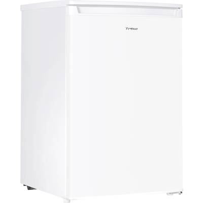 A white fridge with a minimalist design, suitable for small kitchens or offices, featuring a handle at the top of the door.