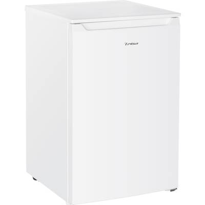 A white, vertical freezer with the 'Trisa' label on the door.