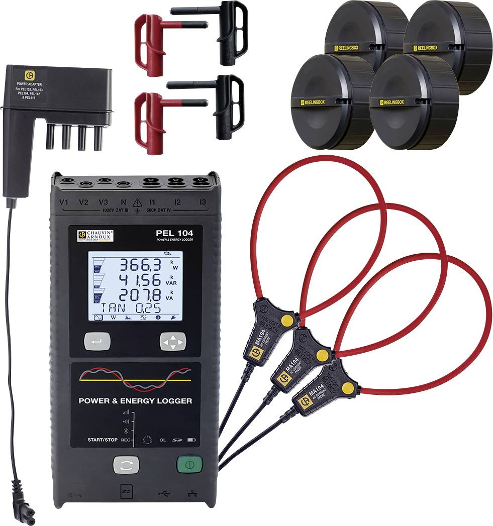 Chauvin Arnoux PEL 104 Network diagnostics 3-phase Clamp meter, Data logger, Power testing, Ballast testing, Online testing