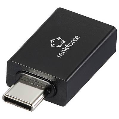 Black Renkforce USB-C adapter, which connects devices with USB-C ports.