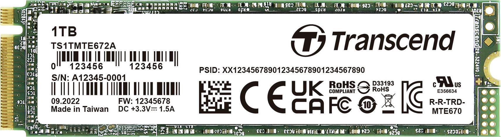 Transcend 1 TB Internal PCIe SSD TS1TMTE672A-VS1