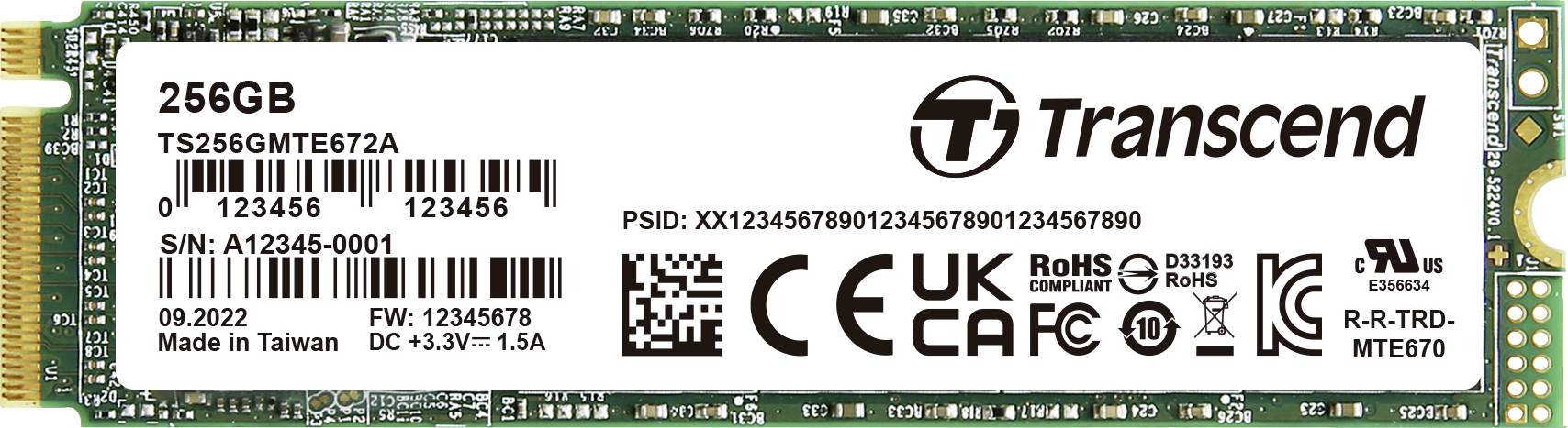 Transcend 256 GB Internal PCIe SSD TS256GMTE672A-VS1