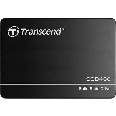 Black Transcend SSD460 Solid State Drive with white company logo and model designation in white.