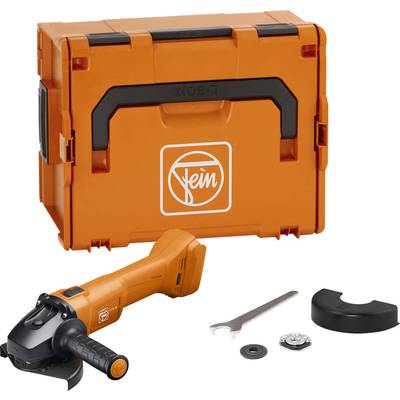 An orange angle grinder with accessories and carry case, suitable for various cutting and grinding tasks in workshop environments.