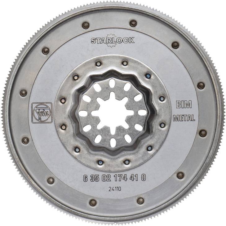 Circular saw blade with teeth and laser inscription: 'STARLOCK BIM METAL'. Suitable for metal cutting, bearing brand logo and product number.