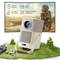 'Portable projector with built-in battery and FHD 1080P. Image of an astronaut on large screen. Carry handle and 15° stand.'