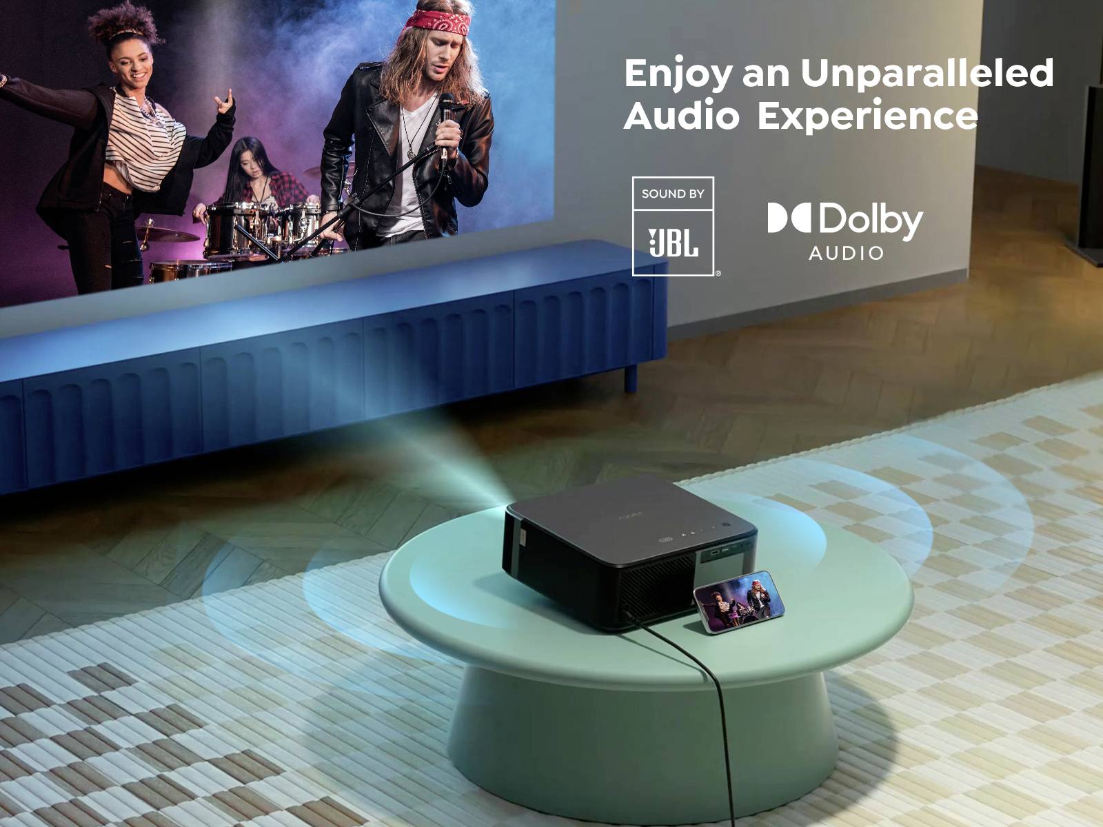 Yaber Projector K2S LCD 800 ANSI lumen 1920 x 1080 Full HD 4K support, Built-in JBL speaker, Smart-TV dongle, Autofocus,-7