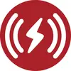 Red circular alert icon with white lightning bolt and radiating arcs, indicating a warning or emergency signal.