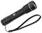 Black torch with non-slip grip and wrist strap, suitable for outdoor activities.