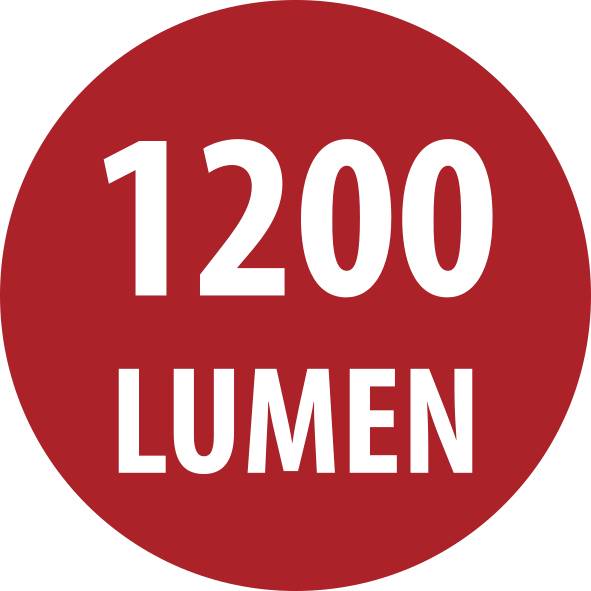 Red circular badge with white text '1200 LUMEN' indicating brightness rating.