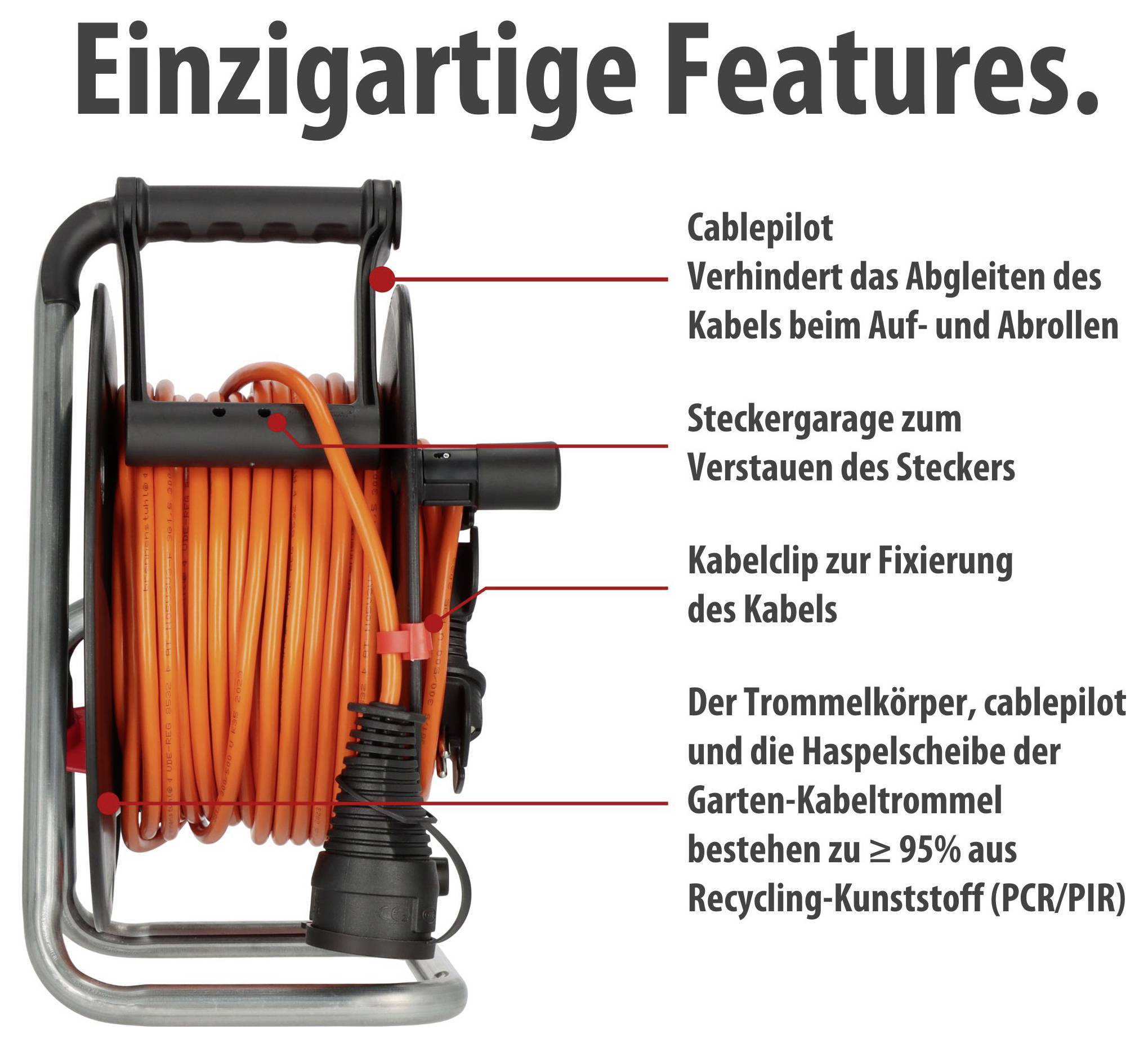 Brennenstuhl 1188500 Cable reel 38 m Orange PG plug-3