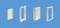 Four white rectangular plastic parts lined up in a row against a blue background.