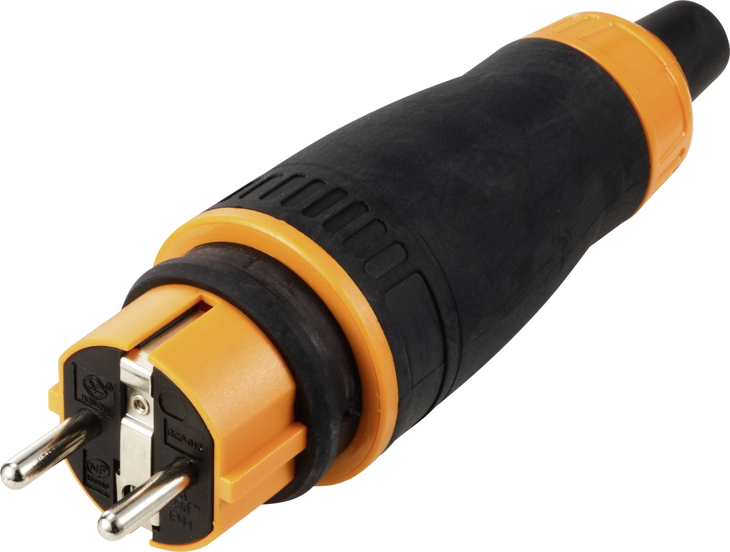 Sygonix SY-6618478 Safety plug TPE, PC 250 V AC Black, Orange IP44