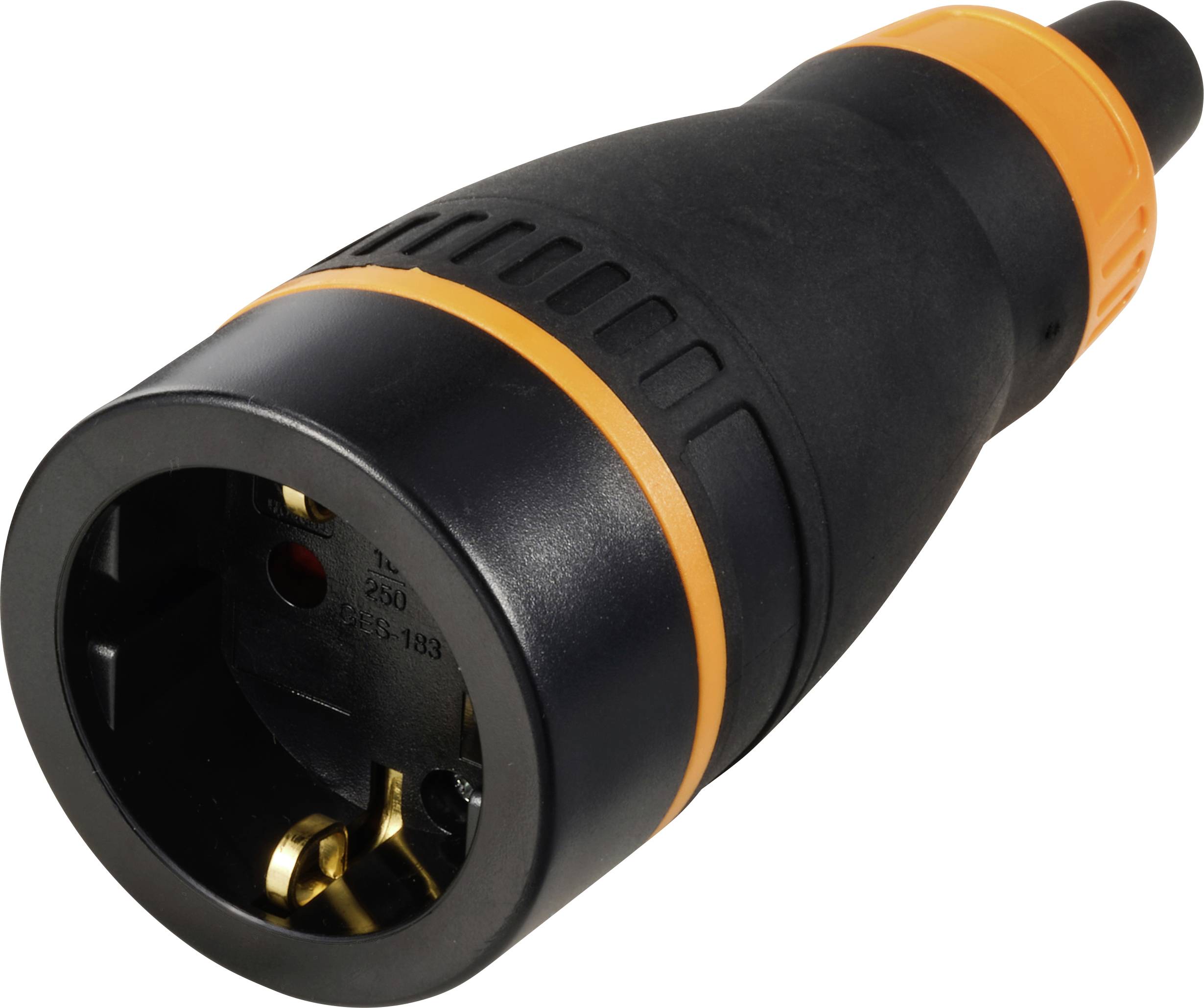 Sygonix SY-6618480 Safety mains socket TPE, PC 250 V AC Black, Orange IP20