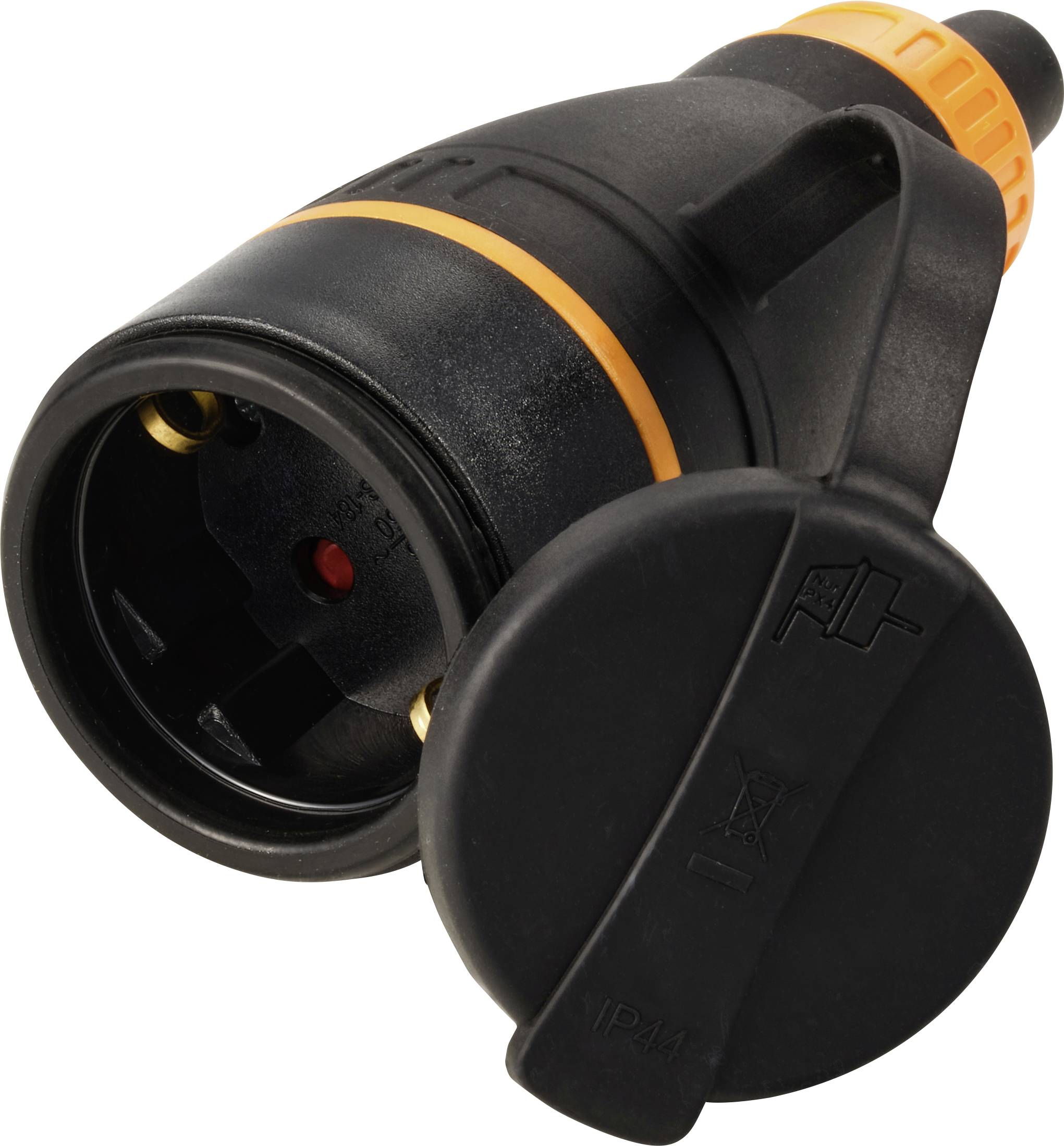 Sygonix SY-6618484 Safety mains socket TPE, PC 250 V AC Black, Orange IP44