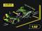 'Racing car at 1:32 scale' with green and black design and the inscription 'Traction Mode'. Stated dimensions: 14.4 x 6.5 x 3.6 cm.