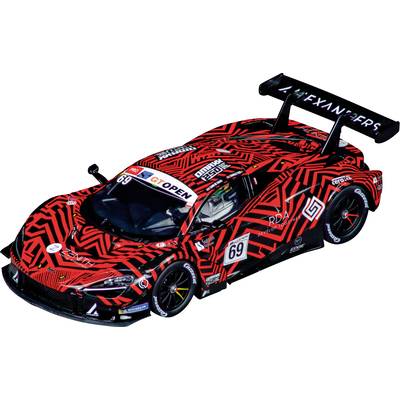 A red and black racing car with number 69 and the inscription 'GT Open'. The car has distinctive diagonal stripes and a rear spoiler.