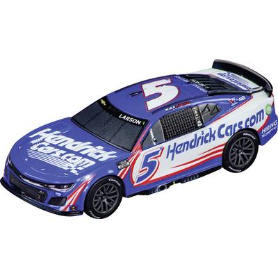 A blue, white, and red racing car with the number 5 and the inscription 'HendrickCars.com'.