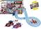 Racing track set with two toy cars and 'Spidey & Friends' design. Includes a blue track layout and theme from the comic series.