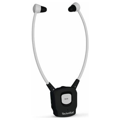 Wireless TV headphones by TechniSat with volume control and mute button, suitable for undisturbed television viewing.