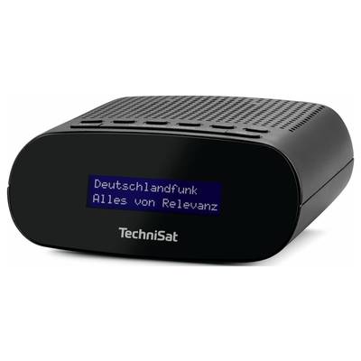 A black TechniSat radio displays on the screen: 'Deutschlandfunk - Everything of Relevance'.