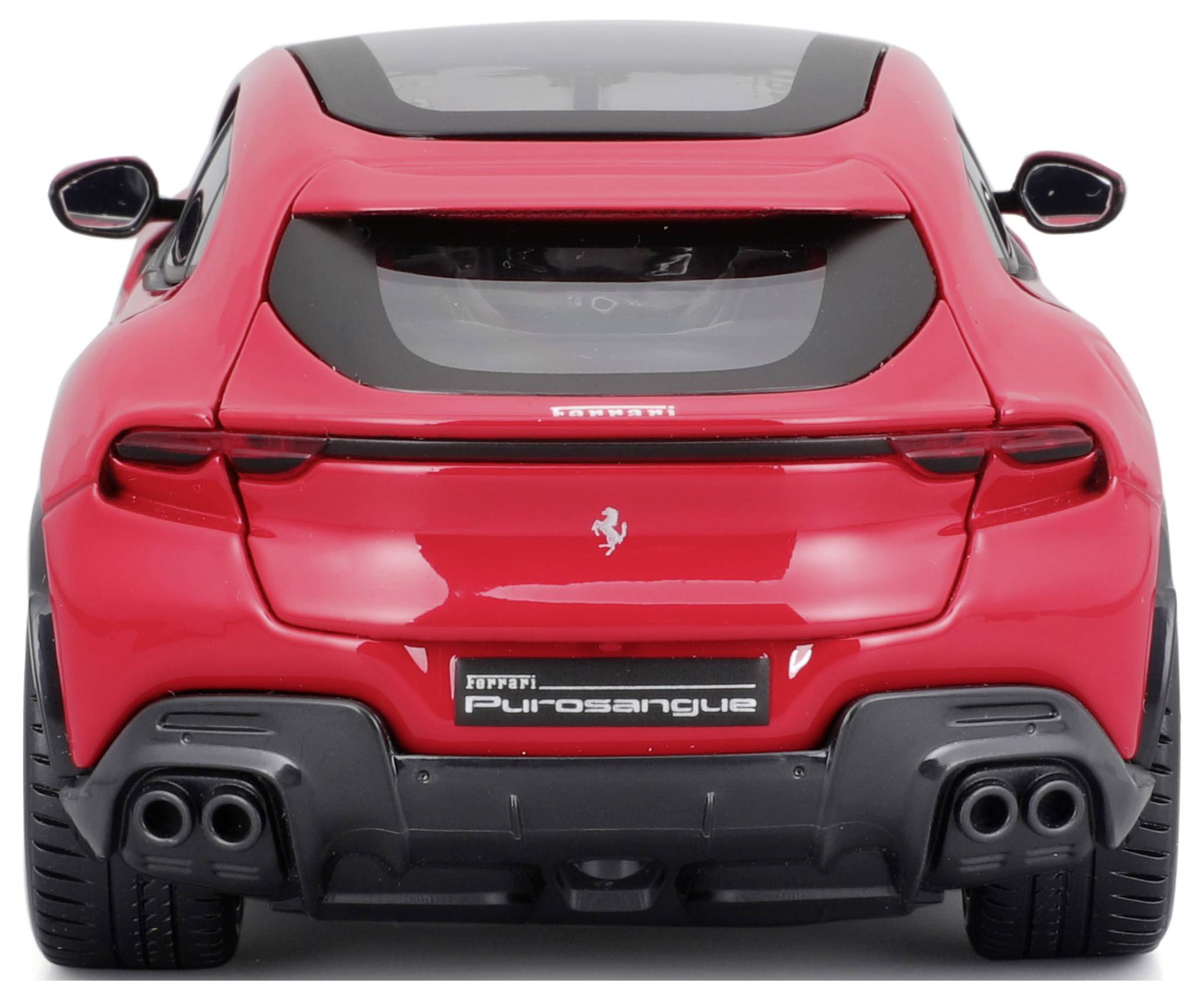 Red sports car from behind, distinctive lines and twin exhaust.