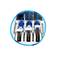 A close-up shows three blue levers in a white device. Arrows indicate the function for ink cartridge adjustment.