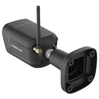 Black Foscam surveillance camera with antenna, designed for wall mounting in indoor or outdoor areas.