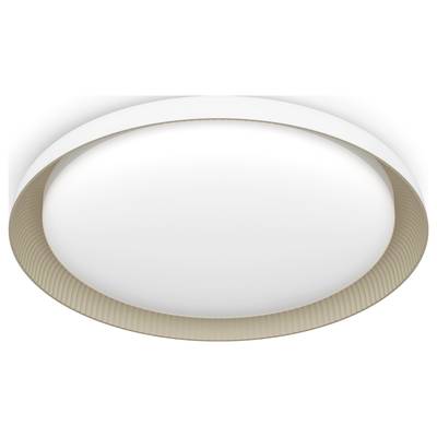 Round ceiling light with a white shade and ribbed edge, perfect for contemporary interiors.