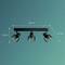 Three black, adjustable ceiling spotlights with glass covers. Dimensions: Width 462 mm, Height 134 mm, Length 122 mm. Background: turquoise.