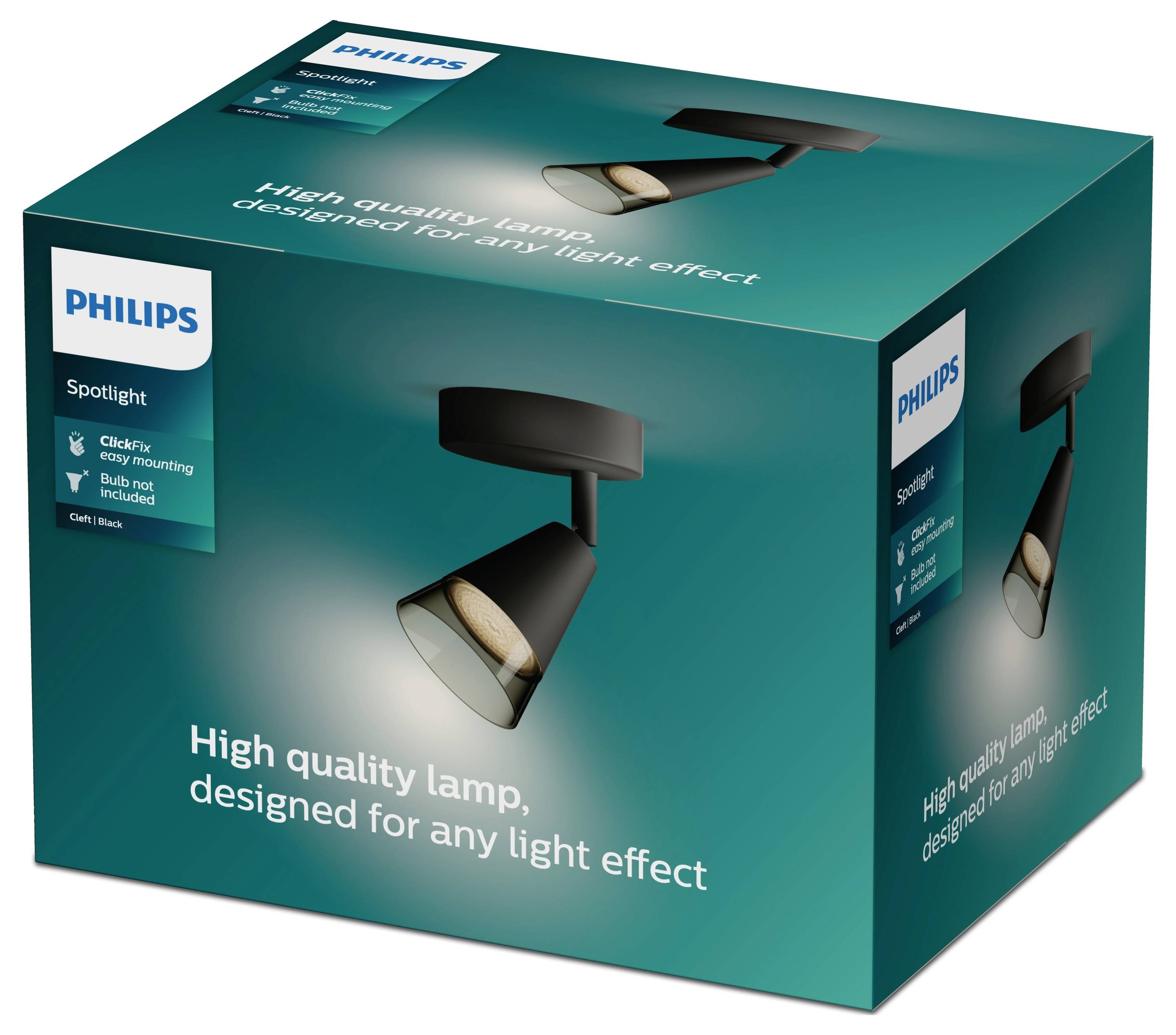 Box of Philips Spotlight, high quality, suitable for various lighting effects. Includes click connection and energy-efficient light source.