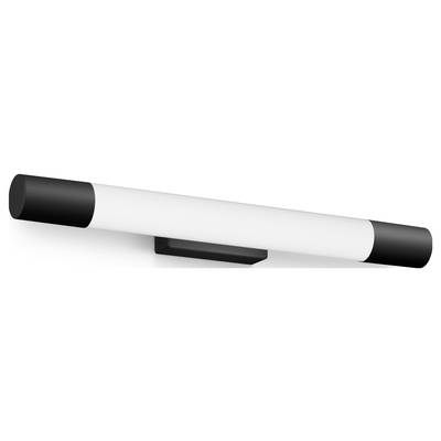 Elongated wall lamp with a black base and ends, white central section. Minimalist design for contemporary interiors.
