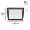 Square LED ceiling light, 295mm x 295mm, black, with 12W power, 1600 lumens brightness, 37mm thick.