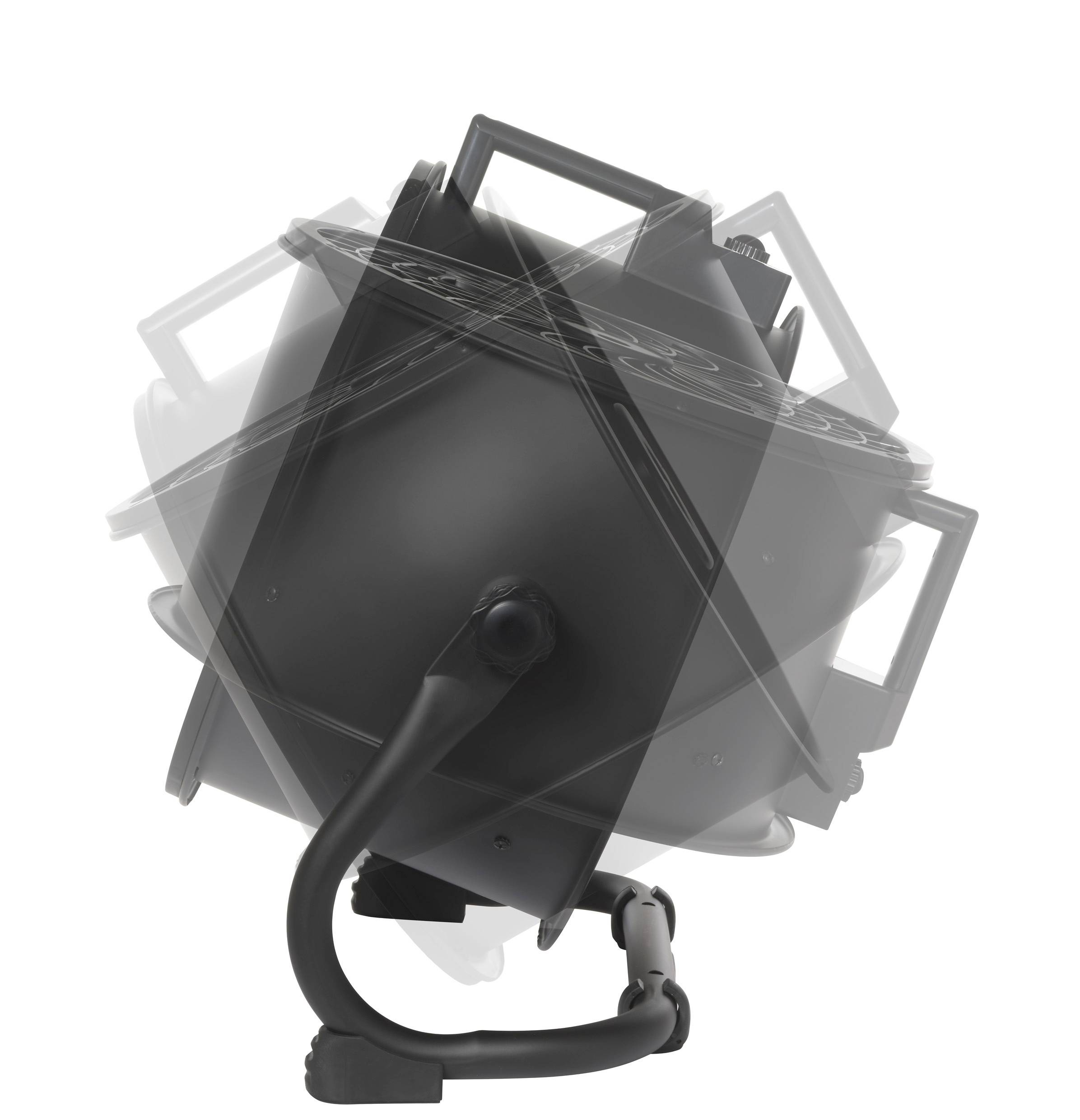 A black spotlight sweeps across several positions.